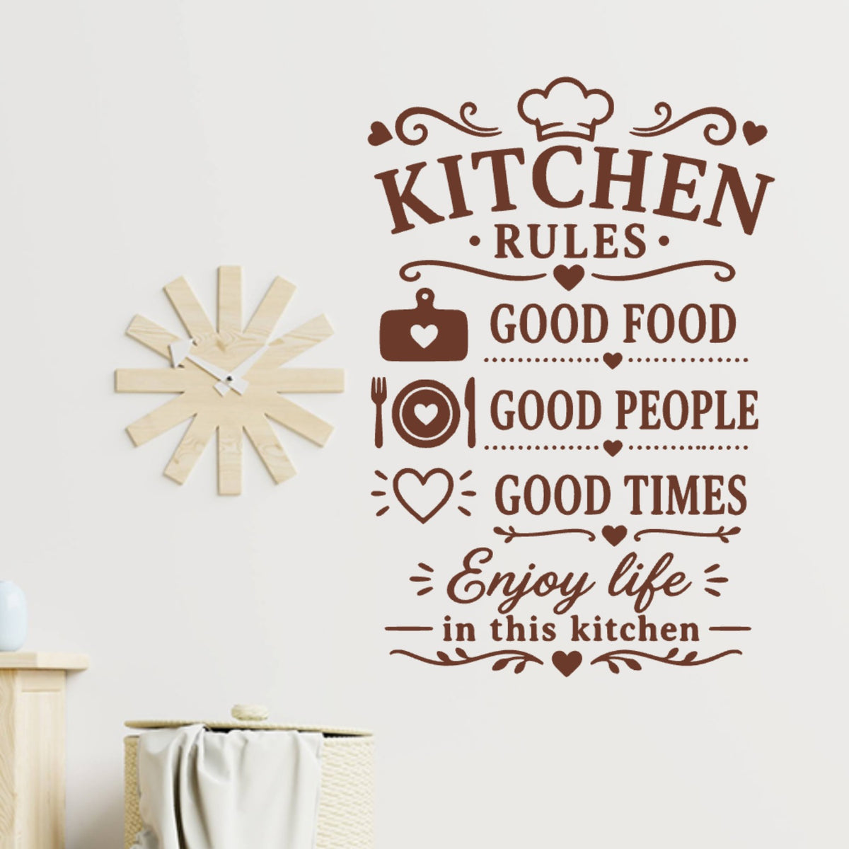 Kitchen Rules Wall Sticker – Good Food Good People Good Times Quote Decal