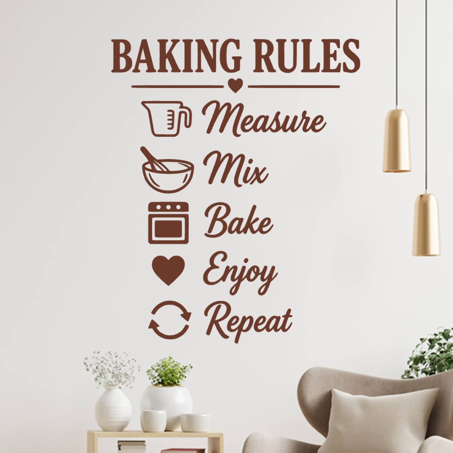 Kitchen Baking Rules Wall Decal – Measure Mix Bake