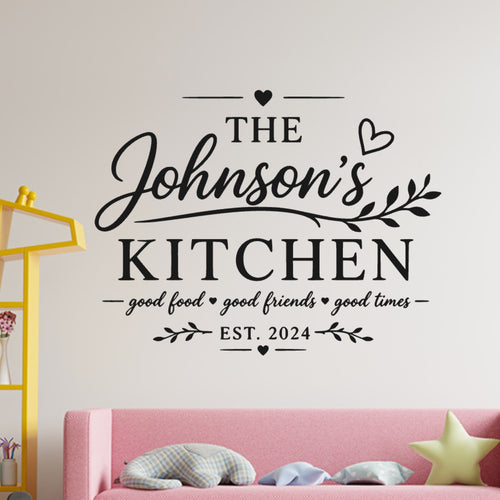 Kitchen Quote Wall Sticker – Personalised Family Name Decal