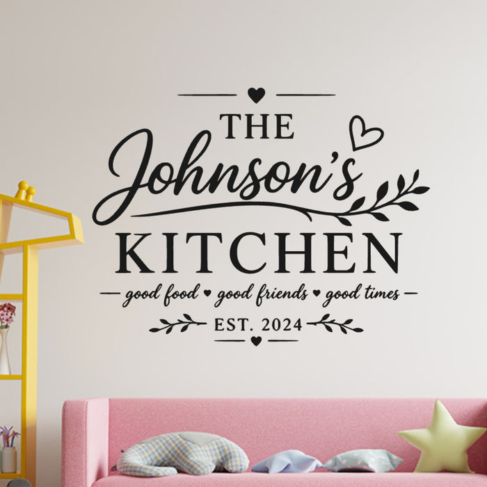 Kitchen Quote Wall Sticker – Personalised Family Name Decal