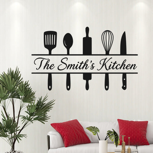 Personalised Family Kitchen Wall Sticker – Custom Name Decal