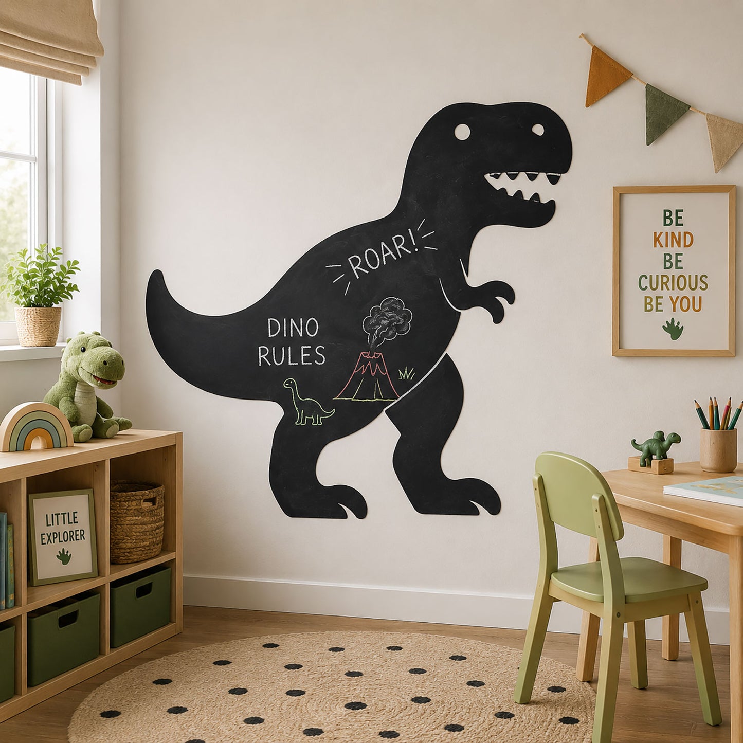 Dinosaur Chalkboard T-Rex Wall Sticker for Kids Rooms
