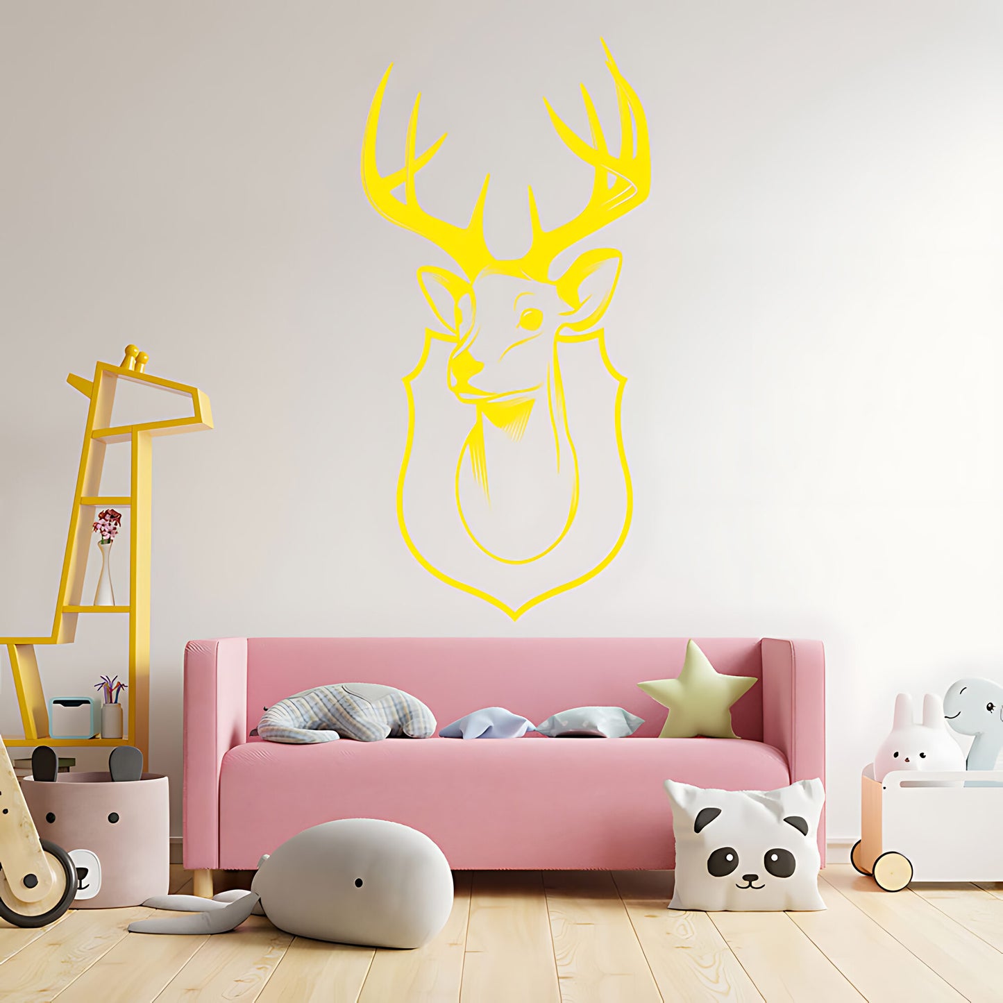 Trophy Stag Head Wall Sticker - Hunting-Themed Rustic Decor