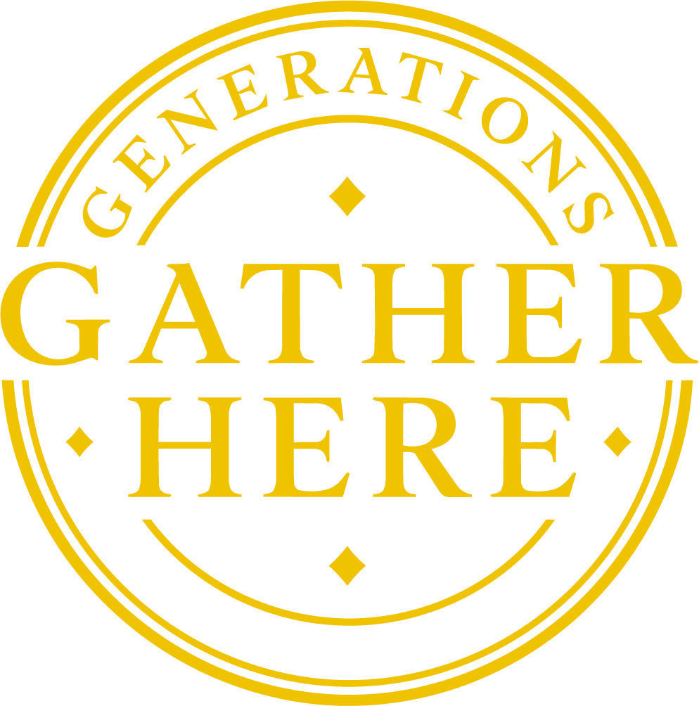 Generations Gather Here — Circular Stamp Wall Sticker for Dining Room