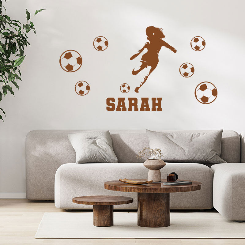 personalised girls football wall sticker