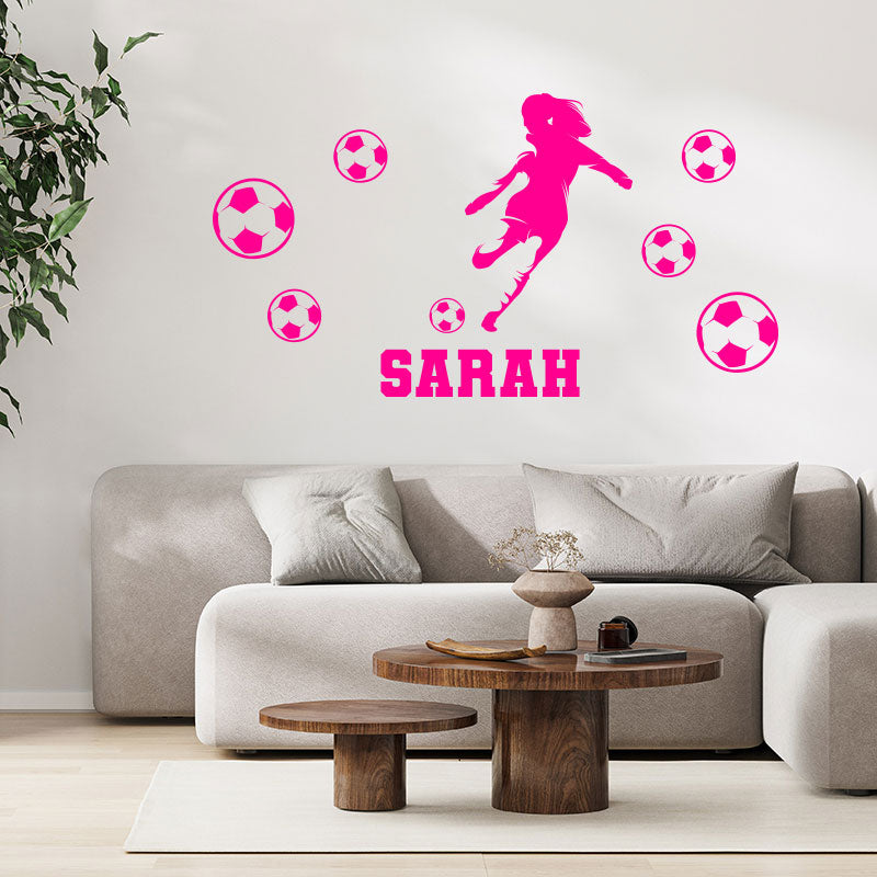 personalised girls football wall sticker