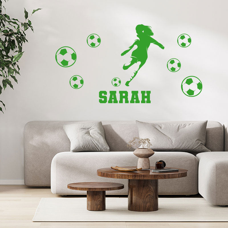 personalised girls football wall sticker