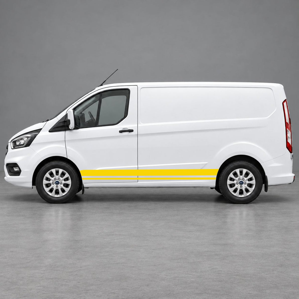 Ford Transit Custom Minimal Twin Lower Side Stripes in Yellow