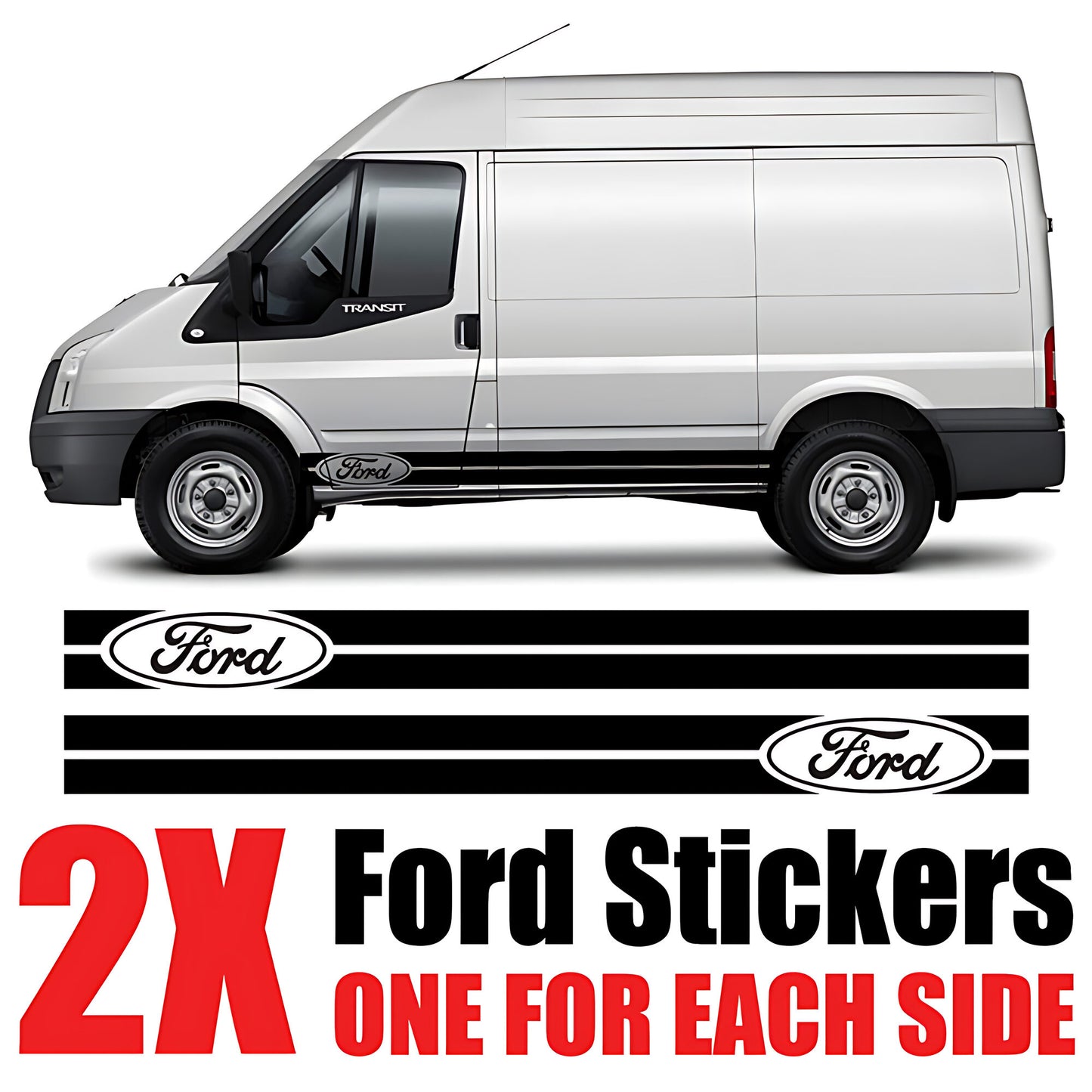 Ford Transit Ford Badge Triple Stripe Side Decal – Van Body Graphics
