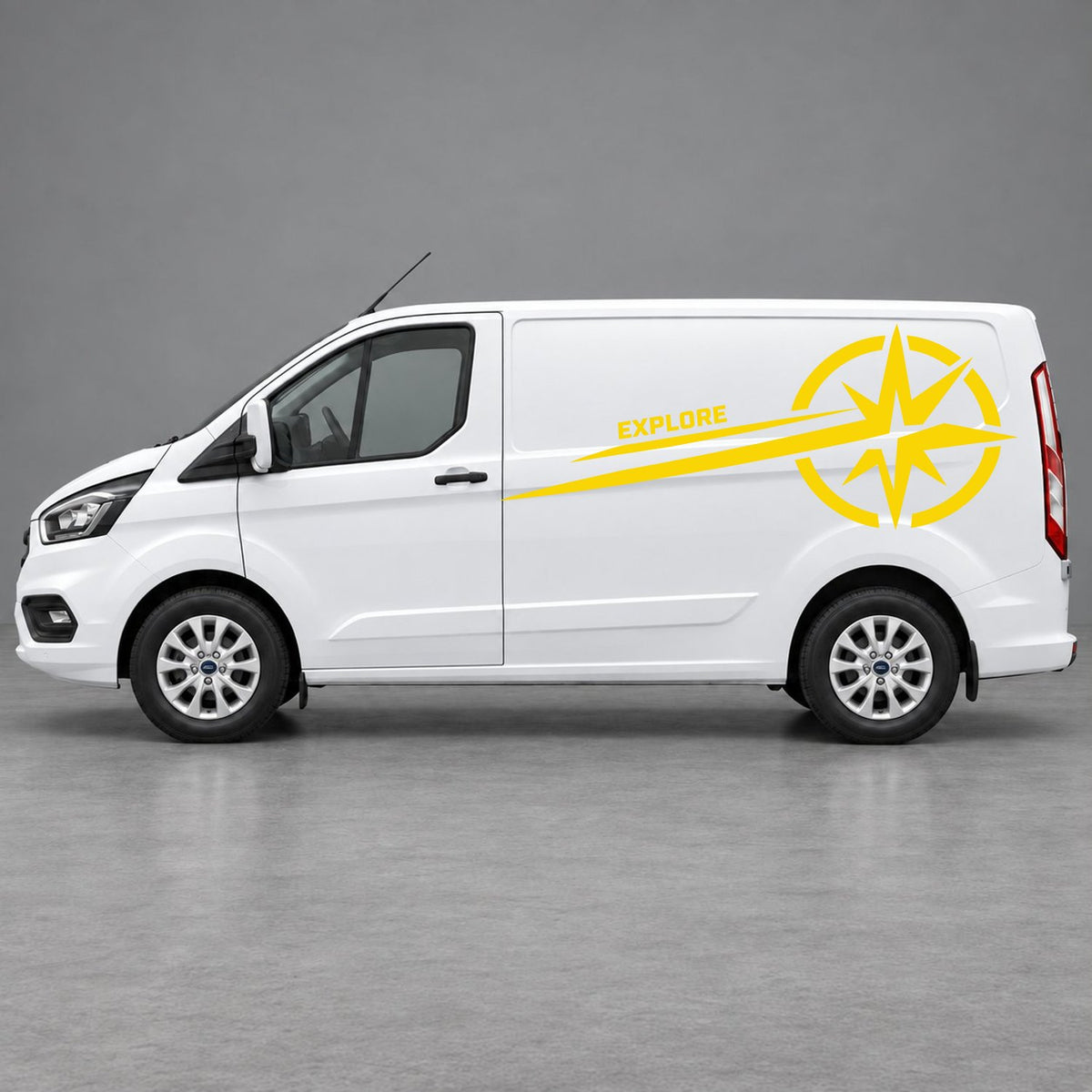 Ford Transit Custom Explore Compass Side Stripes in Yellow