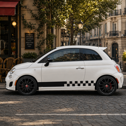 Fiat 500 Chequered Side Stripe Graphics