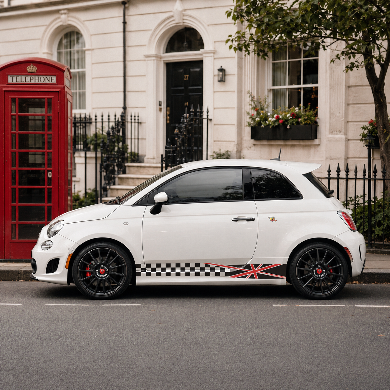 Fiat 500 Union Jack Chequered Base Stripe Graphics