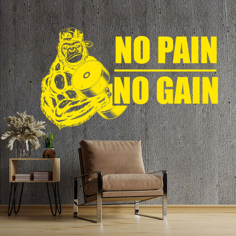 gym art no pain no wall sticker