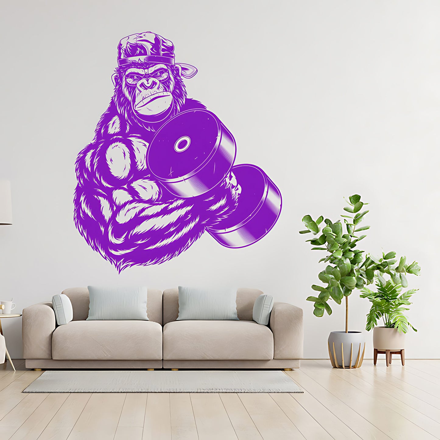 Gorilla Gym Wall Sticker – Muscular Gorilla with Dumbbell Fitness Decal
