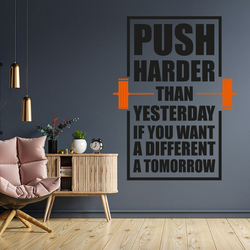 push harder gym motivation inspirational wall sticker