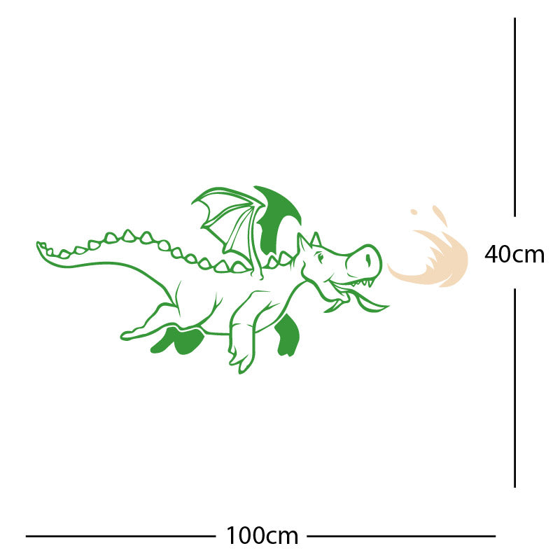 dragon with flames wall sticker