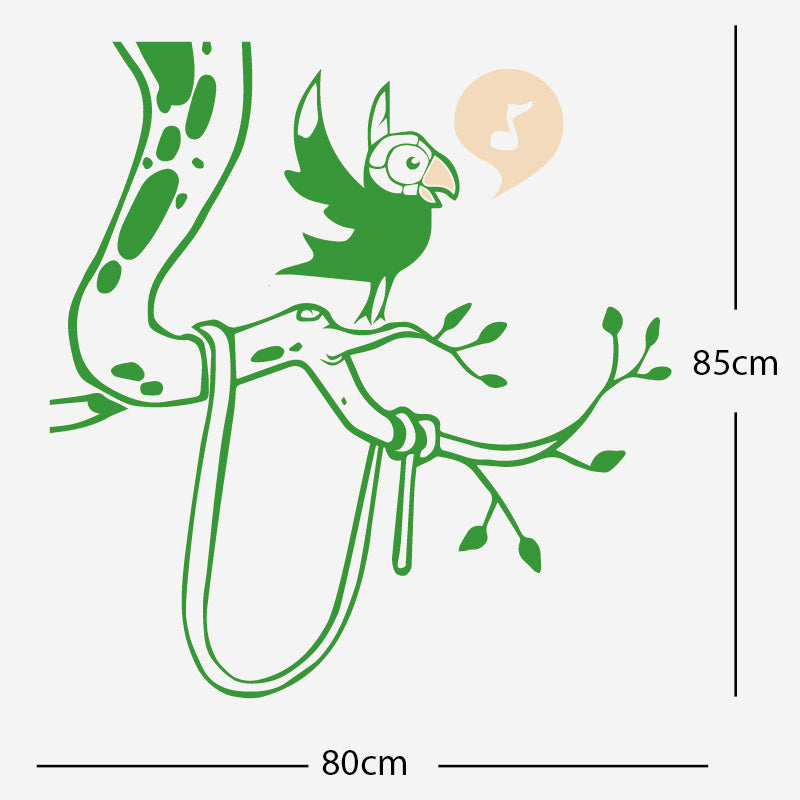 parrot in tree corner wall sticker