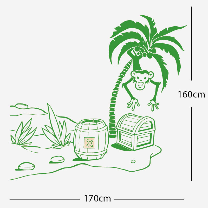 monkey in tree with treasure wall sticker