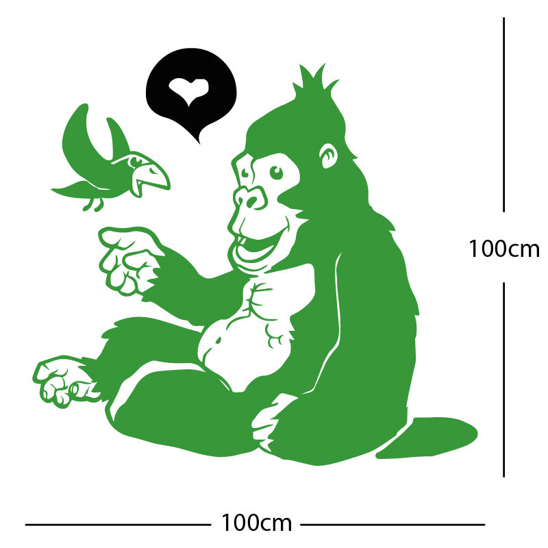 gorilla with bird cute wall sticker