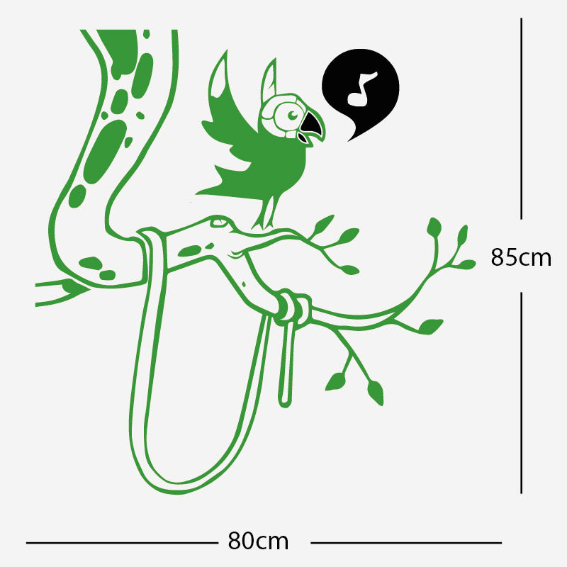 parrot in tree corner wall sticker