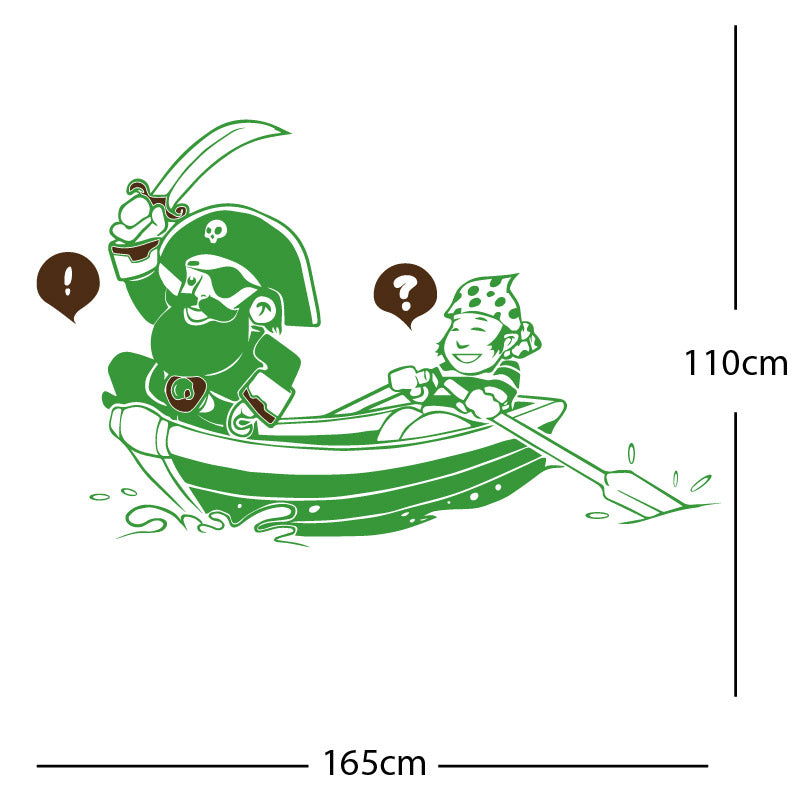 pirate boat and cabin boy wall sticker