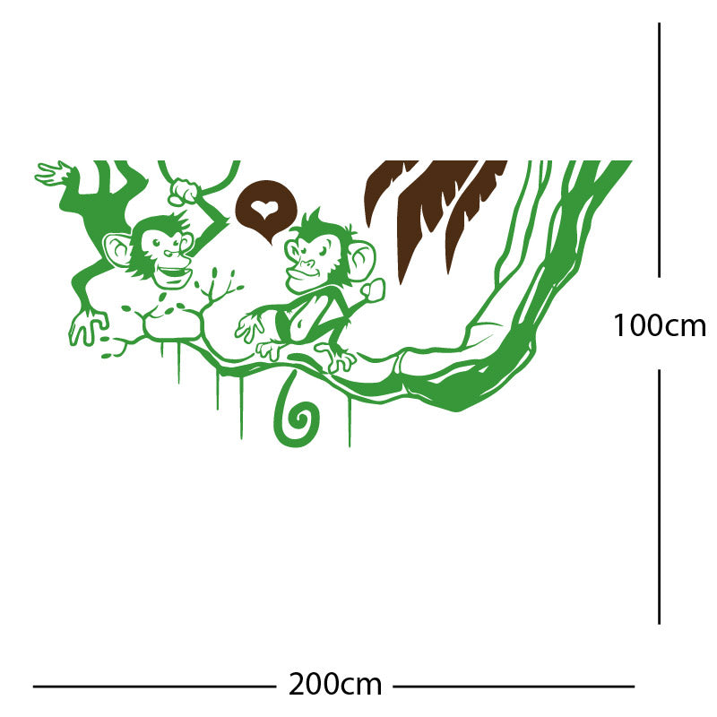 monkey in tree funny wall sticker