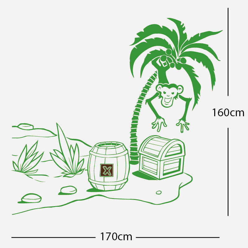 monkey in tree with treasure wall sticker
