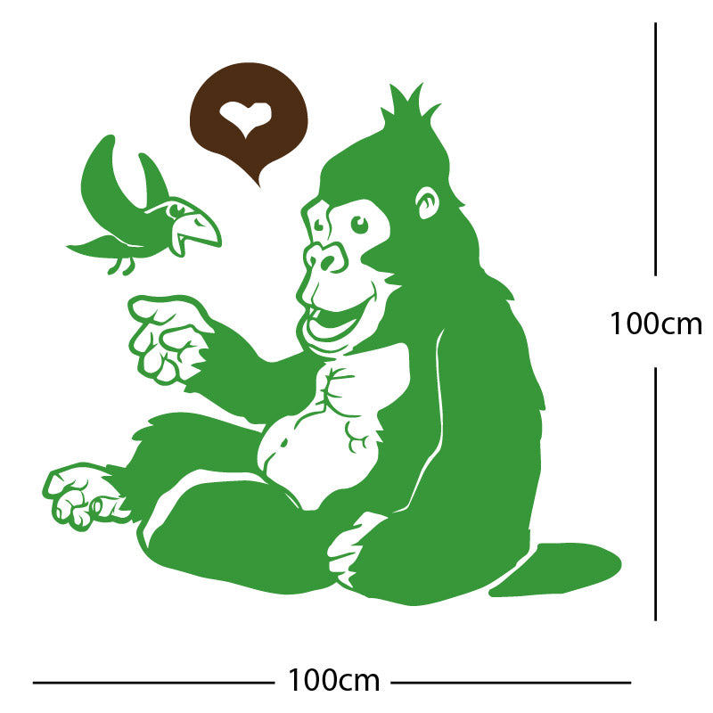 gorilla with bird cute wall sticker
