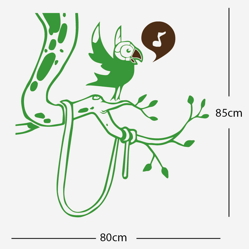 parrot in tree corner wall sticker