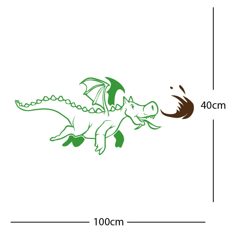 dragon with flames wall sticker