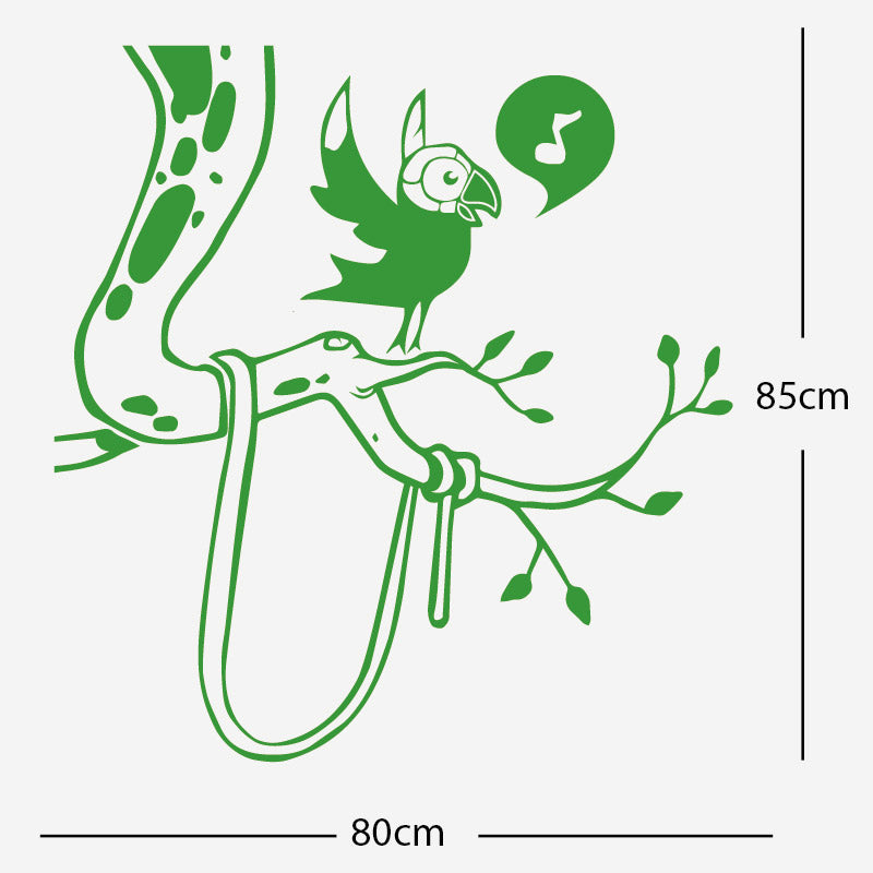 parrot in tree corner wall sticker