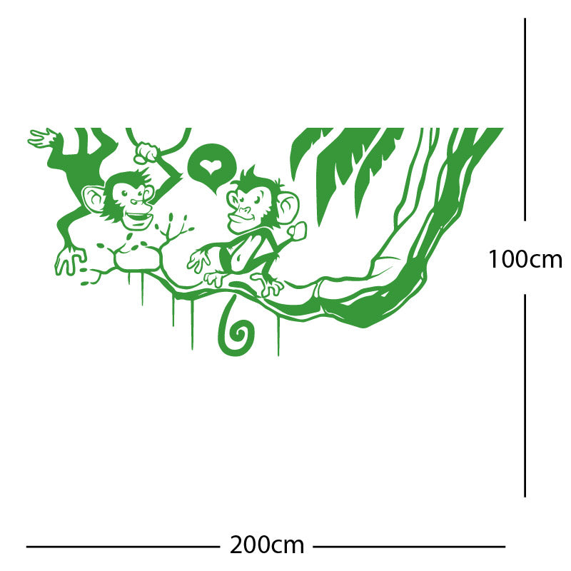 monkey in tree funny wall sticker