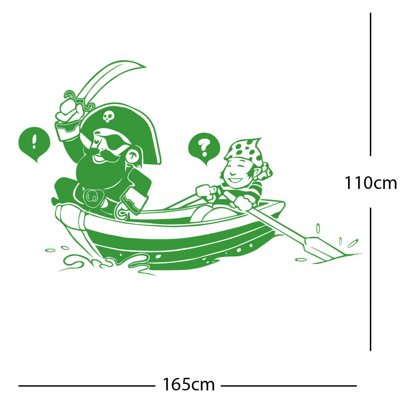 pirate boat and cabin boy wall sticker