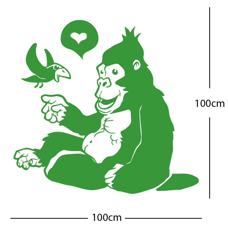 gorilla with bird cute wall sticker