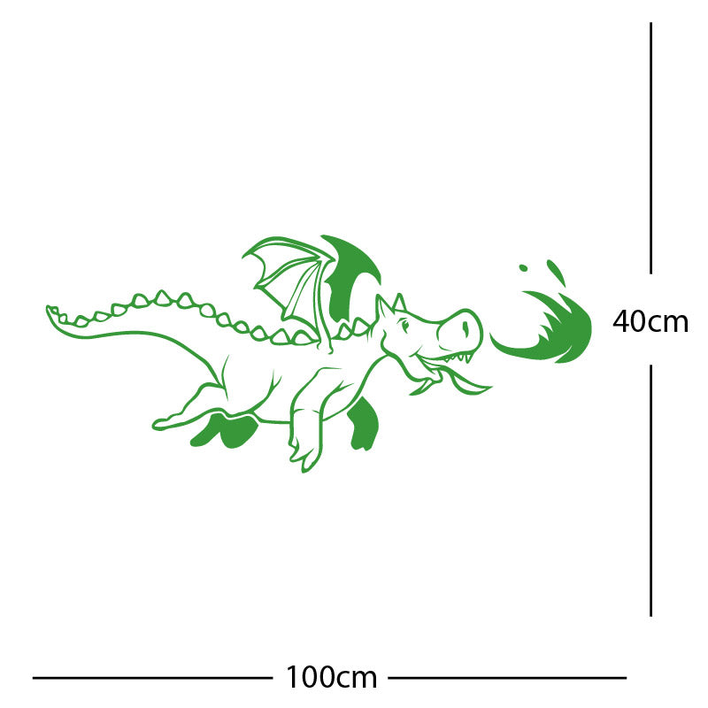 dragon with flames wall sticker