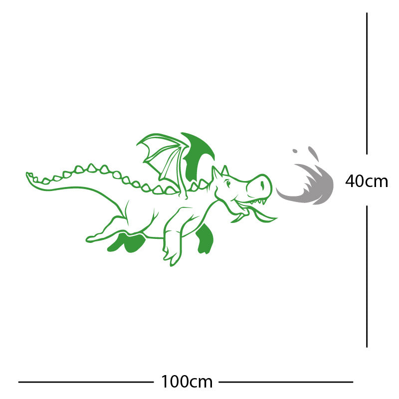 dragon with flames wall sticker