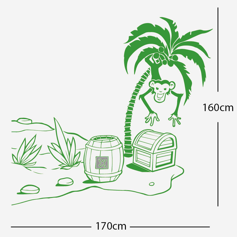 monkey in tree with treasure wall sticker
