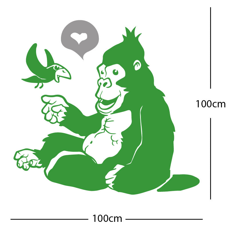 gorilla with bird cute wall sticker