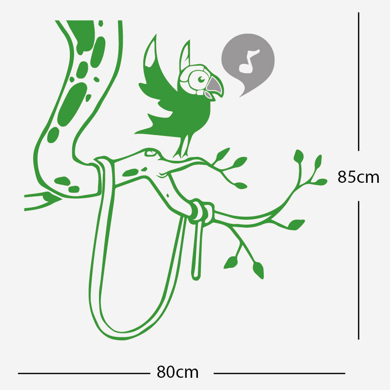 parrot in tree corner wall sticker