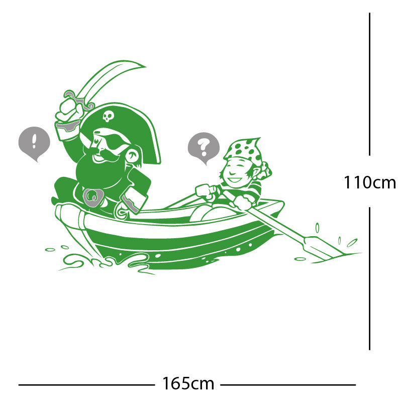 pirate boat and cabin boy wall sticker