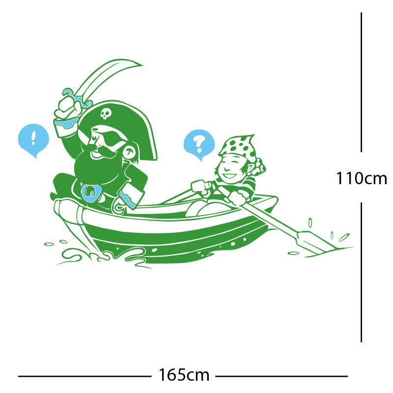 pirate boat and cabin boy wall sticker