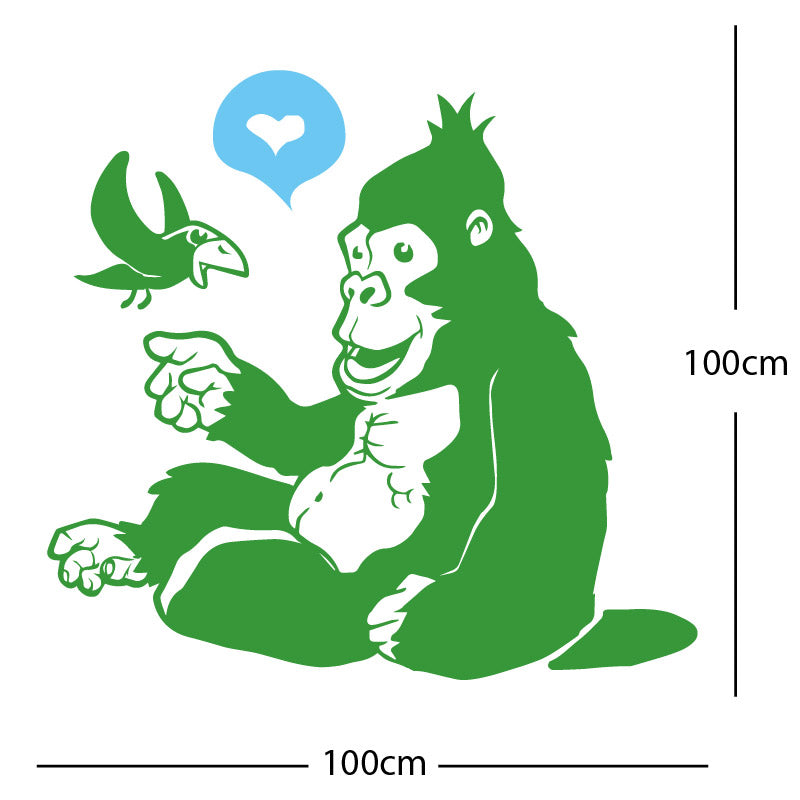 gorilla with bird cute wall sticker