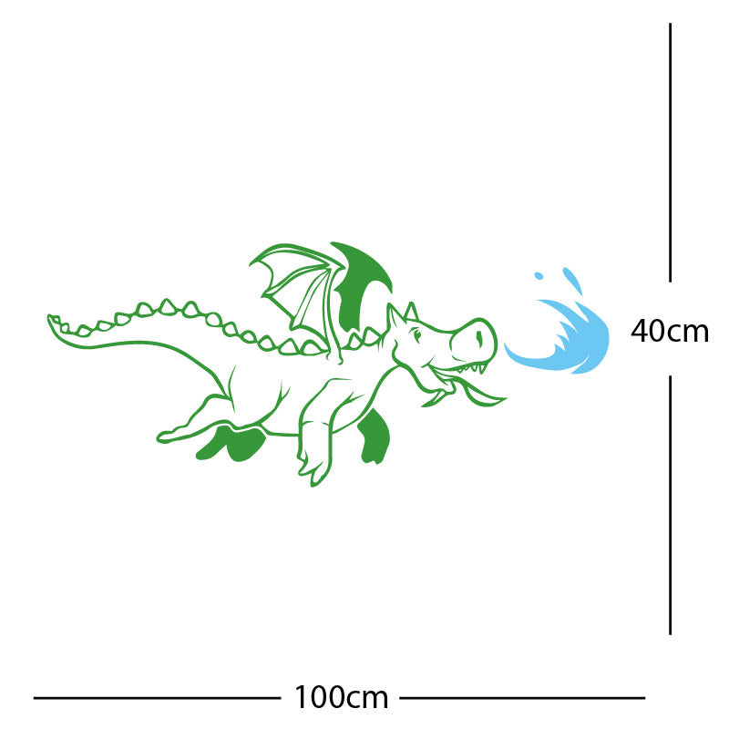 dragon with flames wall sticker