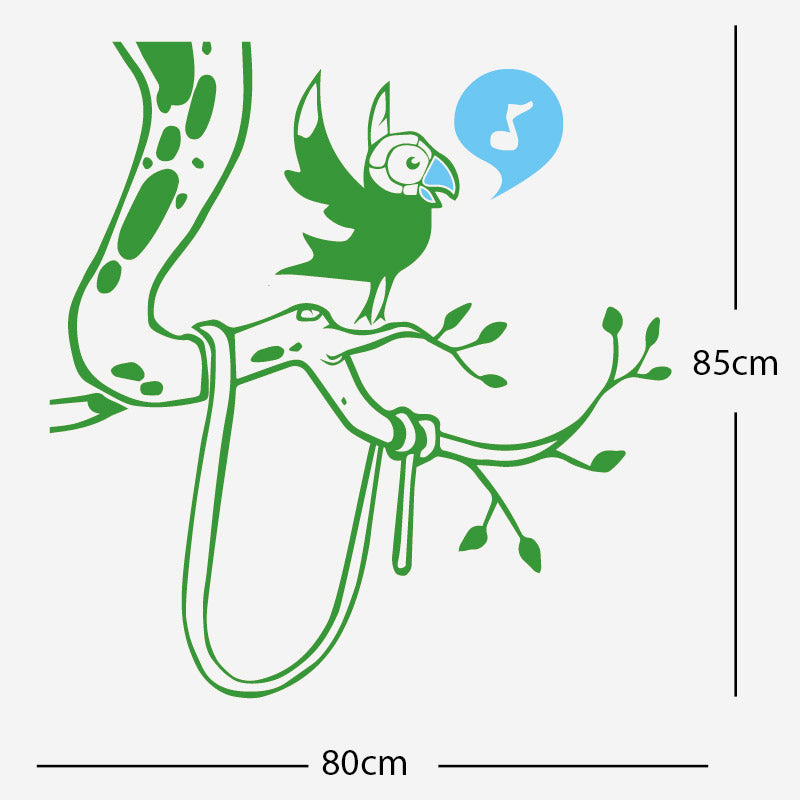 parrot in tree corner wall sticker