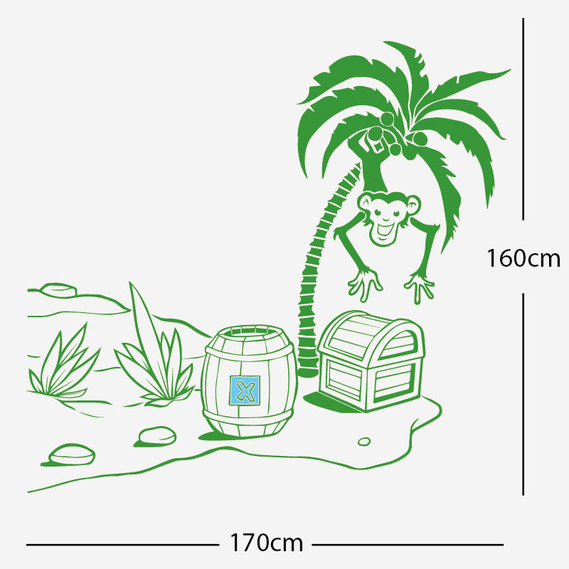 monkey in tree with treasure wall sticker