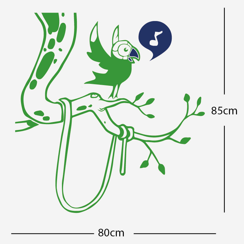 parrot in tree corner wall sticker