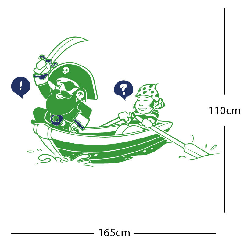 pirate boat and cabin boy wall sticker