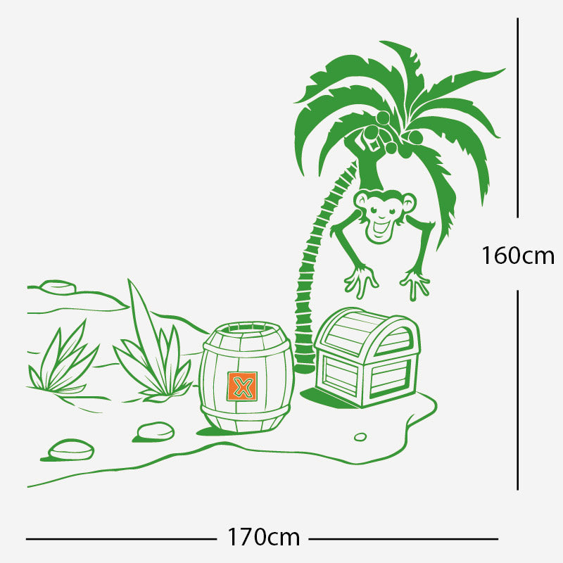 monkey in tree with treasure wall sticker