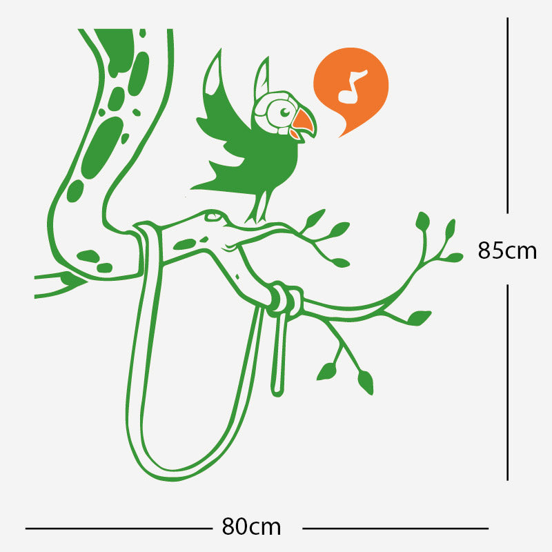 parrot in tree corner wall sticker