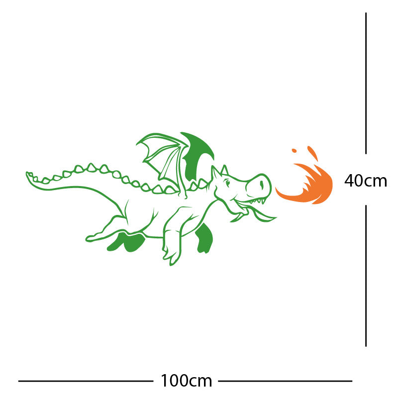 dragon with flames wall sticker
